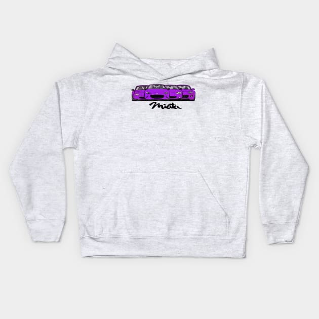 MX5 Miata Generations Purple Kids Hoodie by Woreth